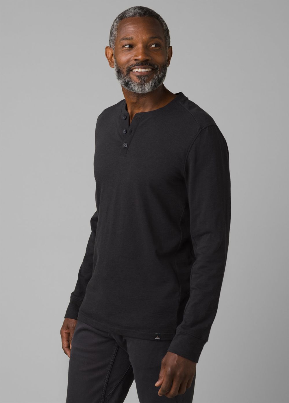 Black Men's PrAna Ronnie Henley Shirts | 31745-CYGW