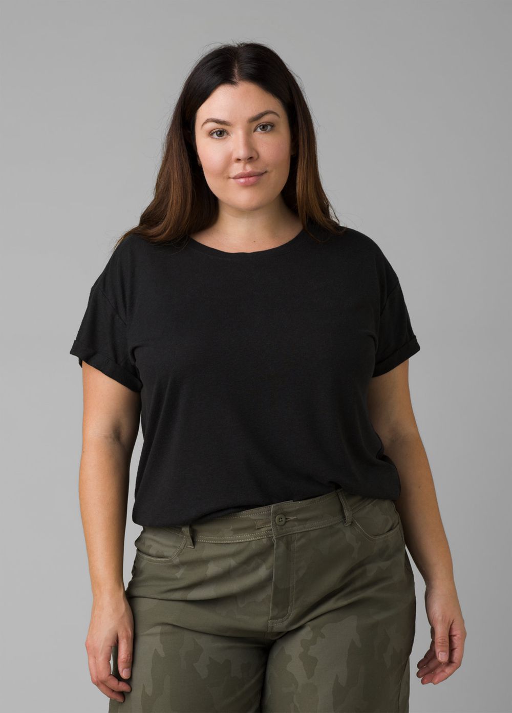 Black Women's PrAna Cozy Up Plus T-Shirts | 93604-LCGA