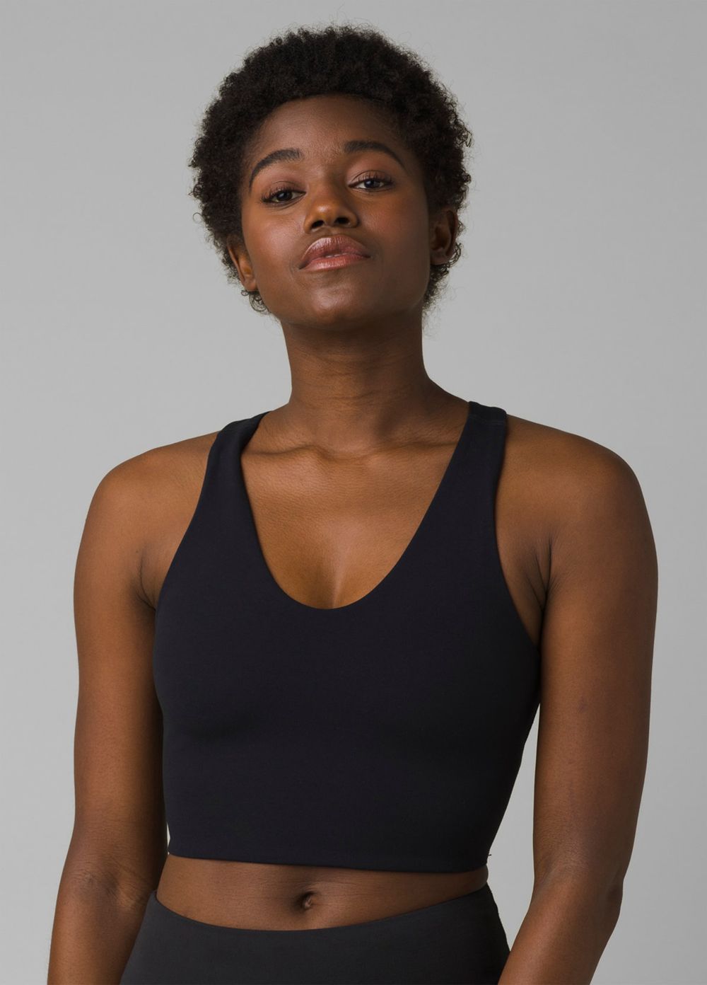 Black Women's PrAna Momento Crop Bra | 41326-WKRS