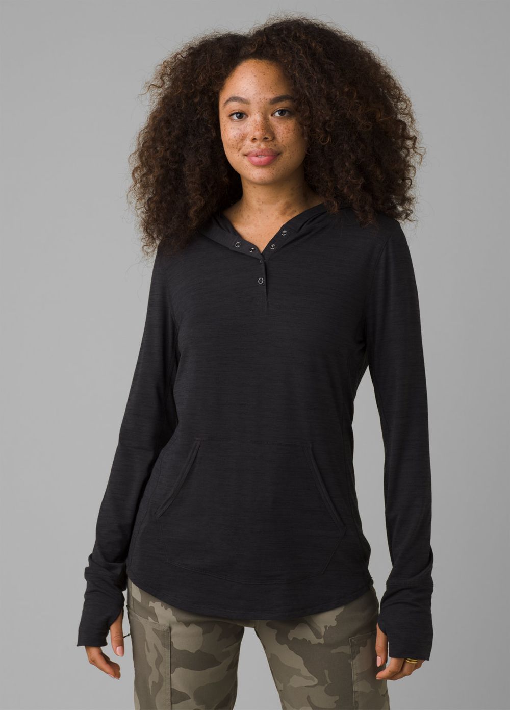 Black Women's PrAna Sol Protect Hoodie | 09768-KMCP