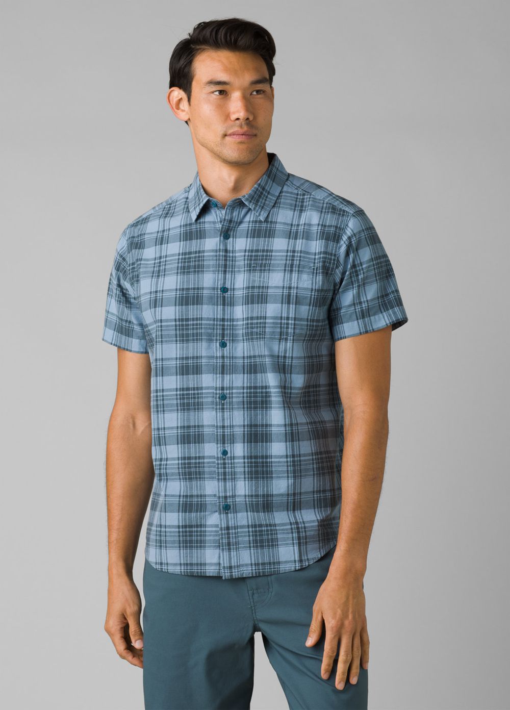 Blue Men's PrAna Benton Shirts | 13860-BALI