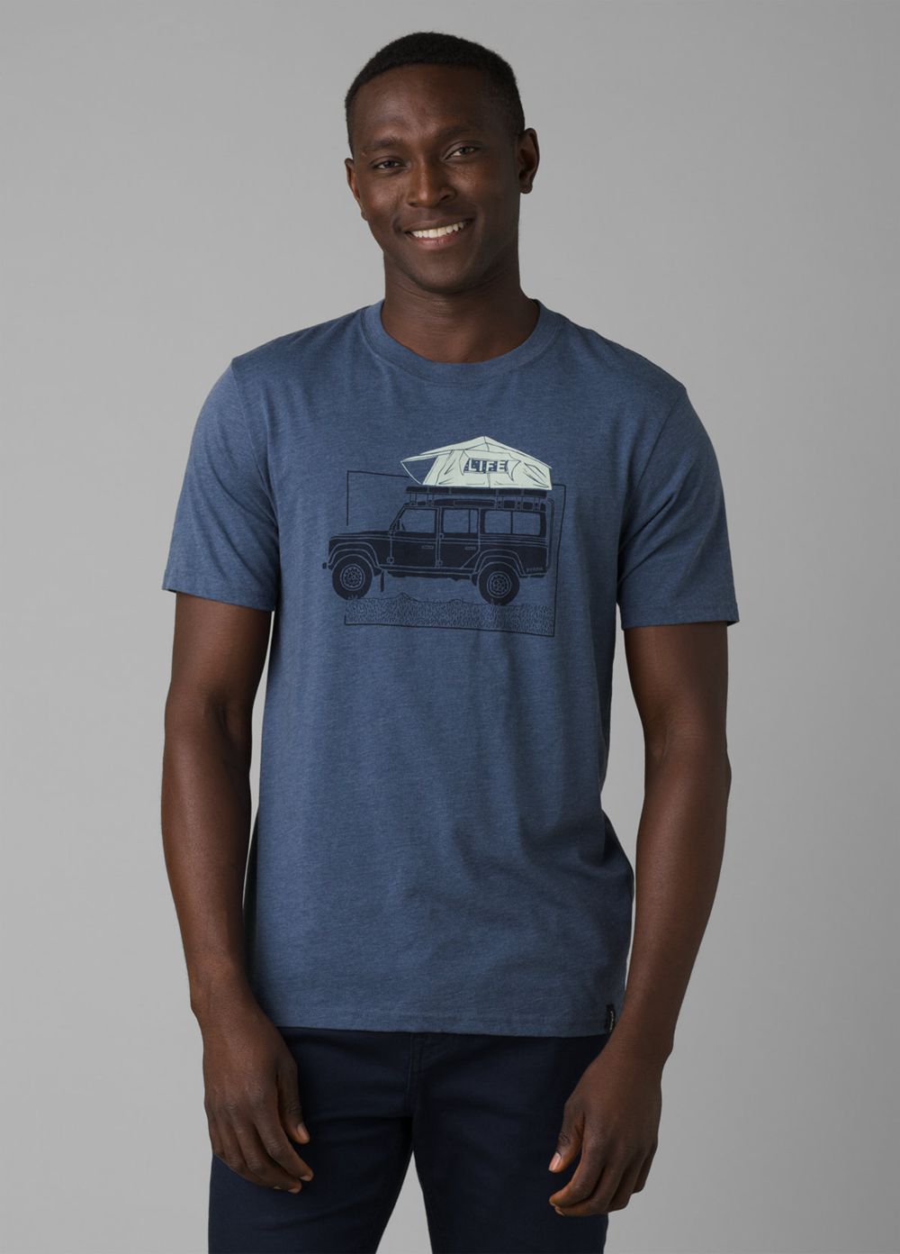 Blue Men's PrAna Camp Life Journeyman T-Shirts | 93256-JMAQ