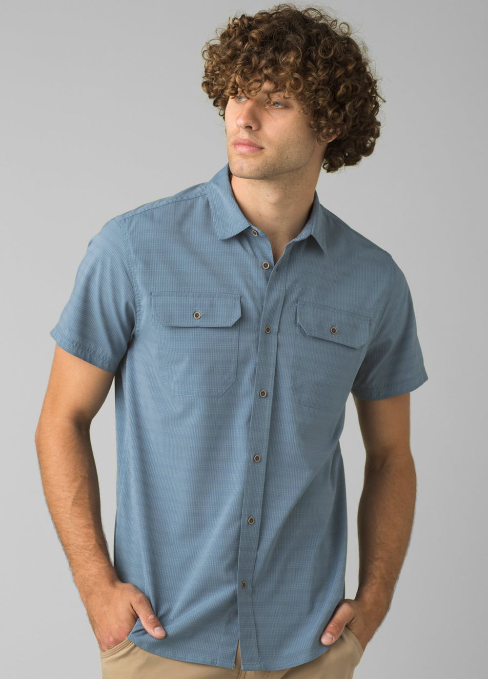 Blue Men's PrAna Cayman Shirts | 64502-WHJQ