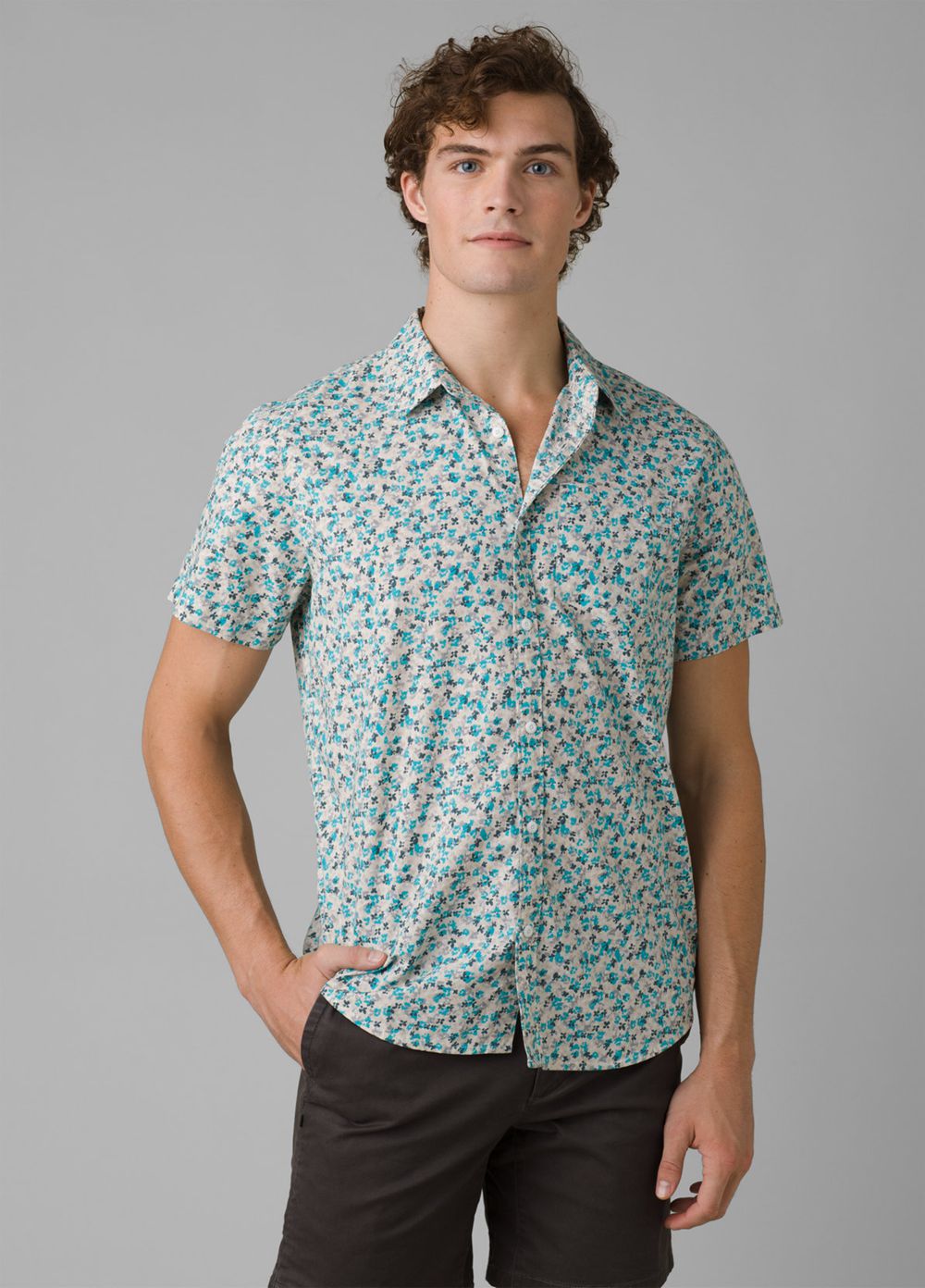 Blue Men's PrAna Stimmersee Shirts | 20861-LTZU