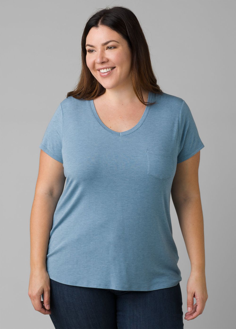 Blue Women's PrAna Foundation Short Sleeve Plus T-Shirts | 85706-HNGJ