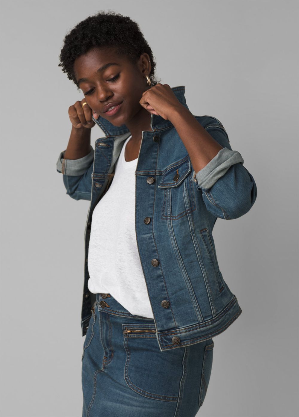 Blue Women's PrAna Slate Rim Denim Jackets | 67985-JXHQ