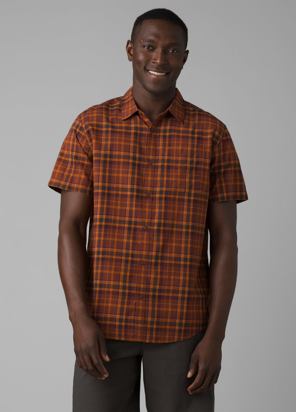 Brown Men's PrAna Groveland Shirts | 84326-UDWM