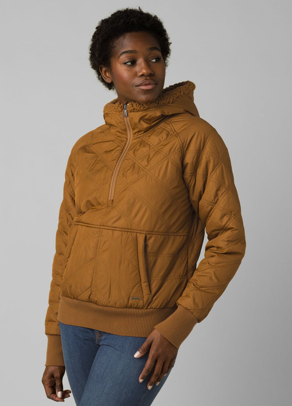 Brown Women's PrAna Esla Half Zip Pullover Jackets | 52418-YXCF