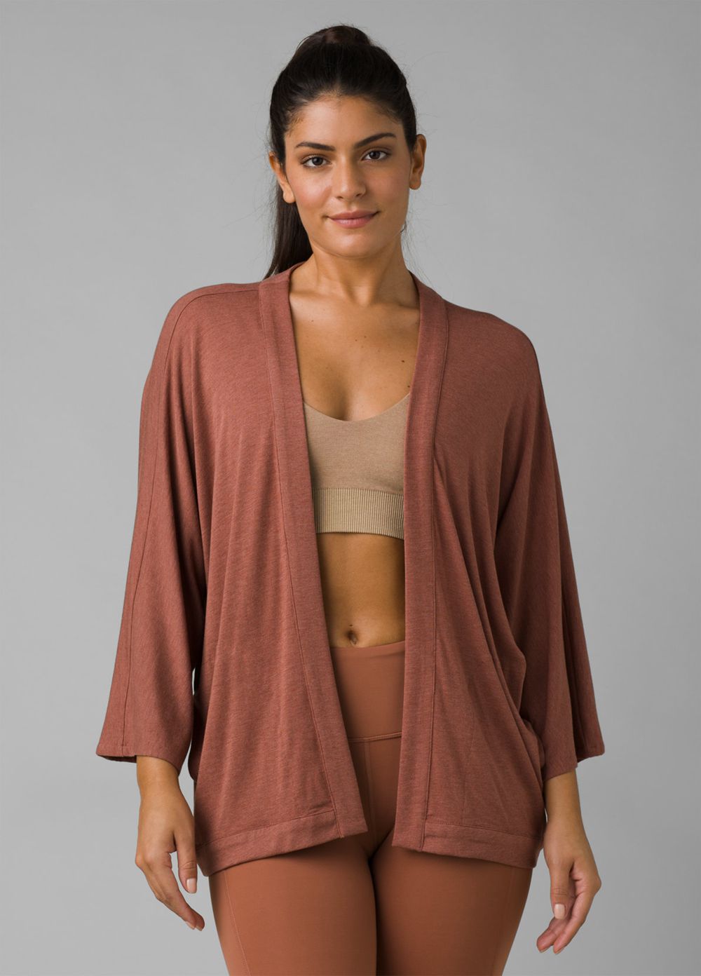 Brown Women's PrAna Foundation Seabrook Wrap Sweaters | 51740-ZNQA