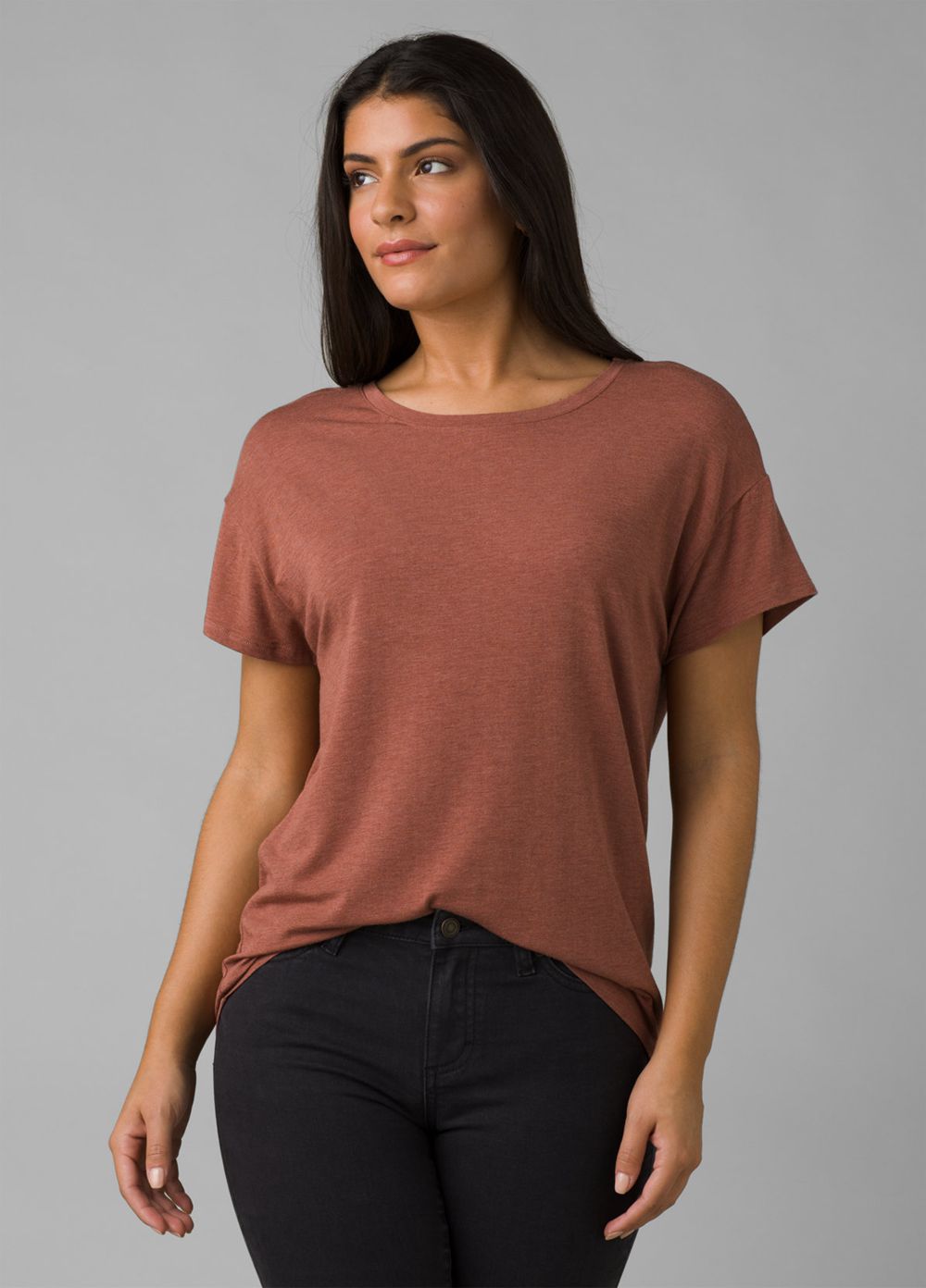 Brown Women's PrAna Foundation Slouch T-Shirts | 57419-NQBM