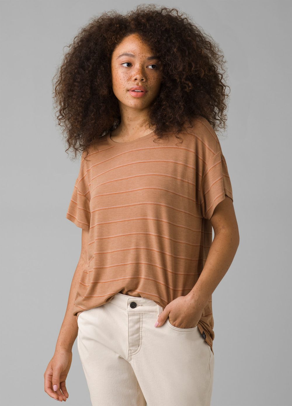 Brown Women's PrAna Foundation Slouch Top T-Shirts | 75942-HBFP