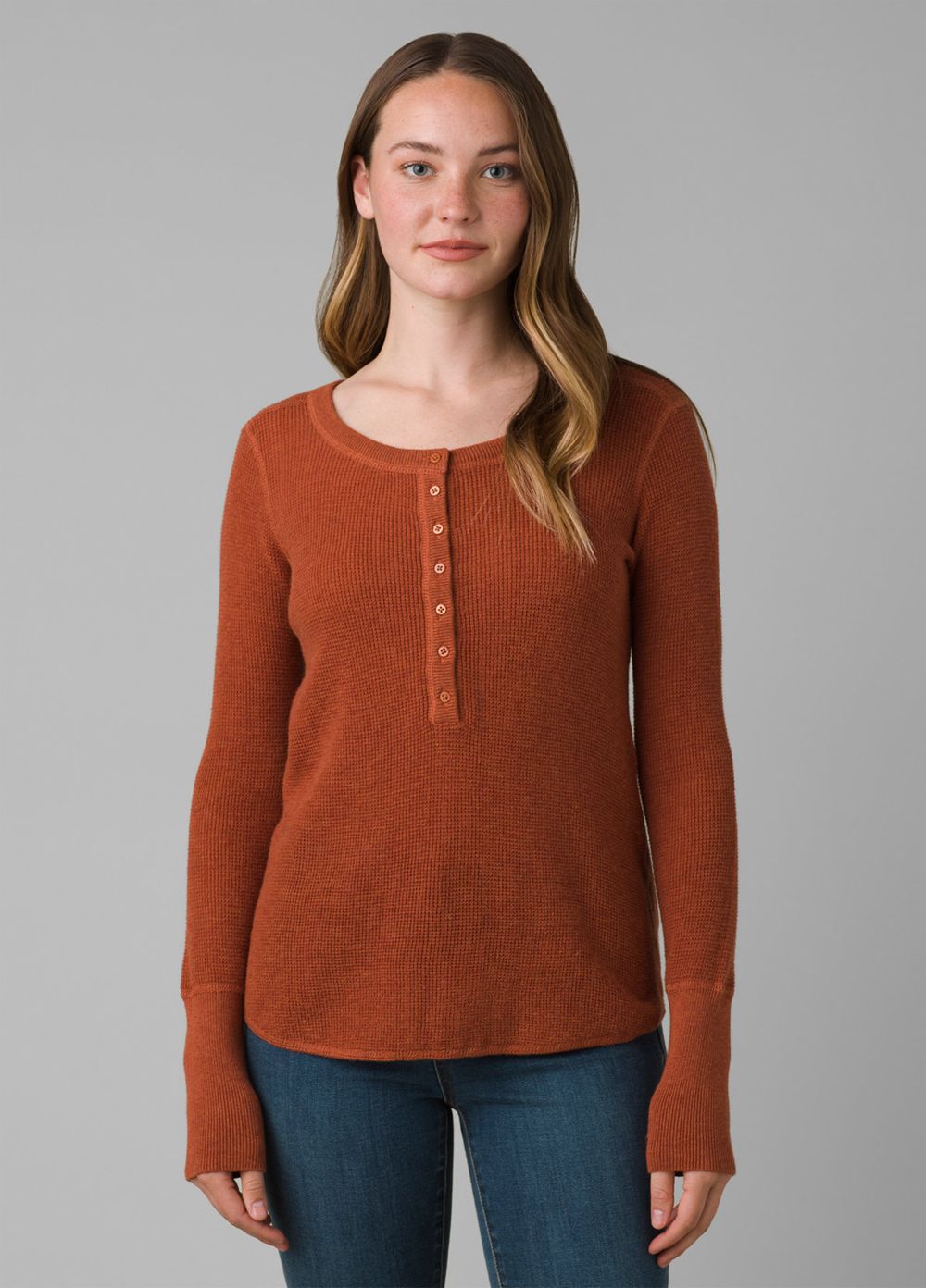 Brown Women's PrAna Milani Henley Sweaters | 56082-DXFH