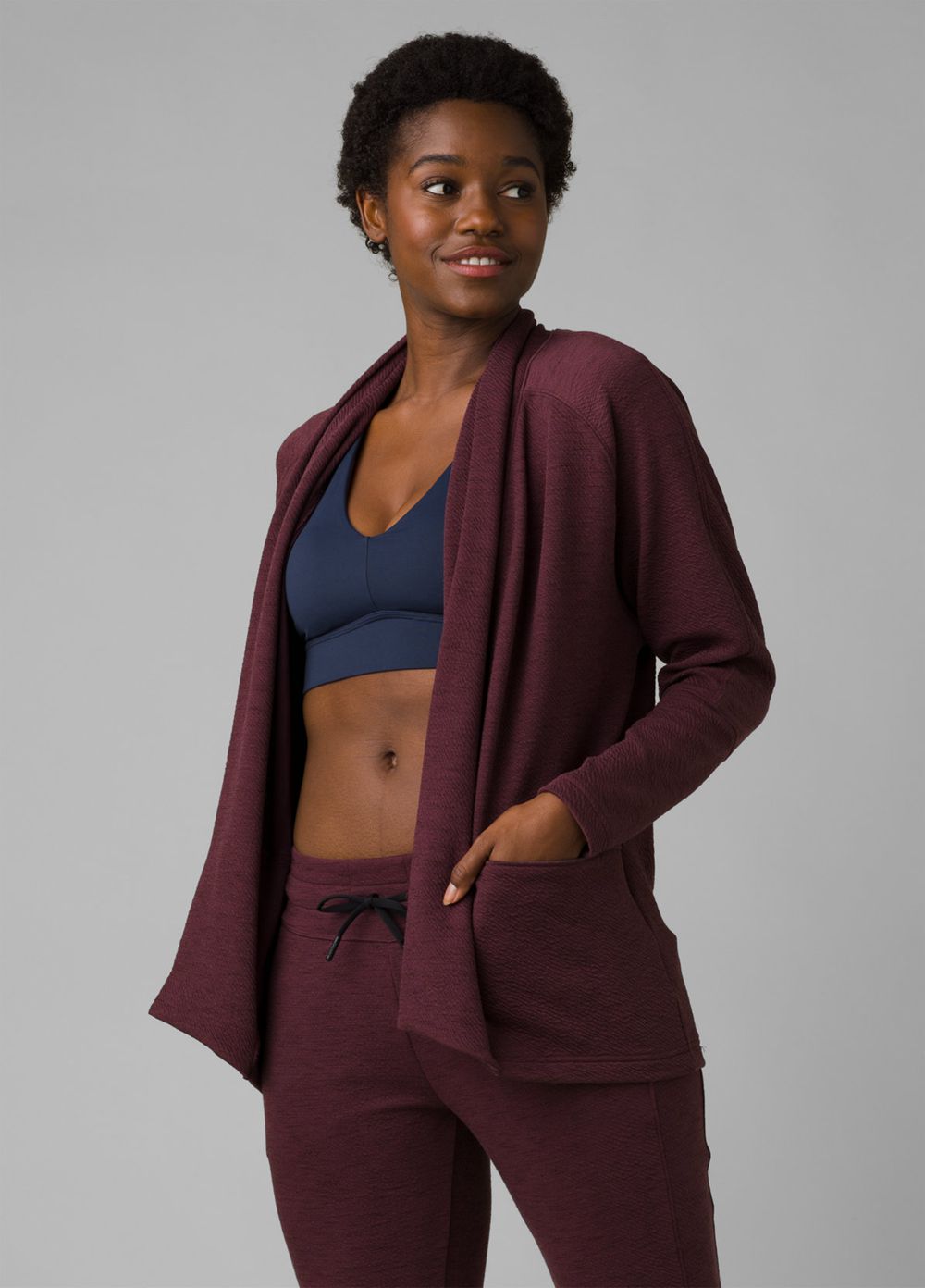 Burgundy Women's PrAna Sunrise Wrap Sweaters | 25968-PHRL