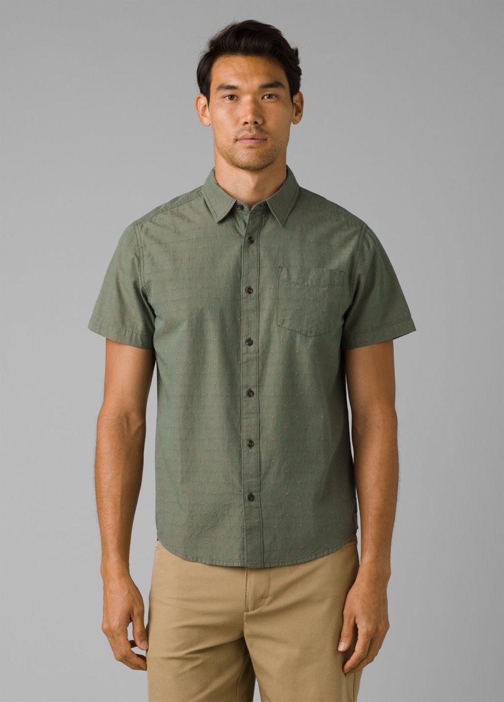 Green Men's PrAna Park Hill Shirts | 41938-ZFRW