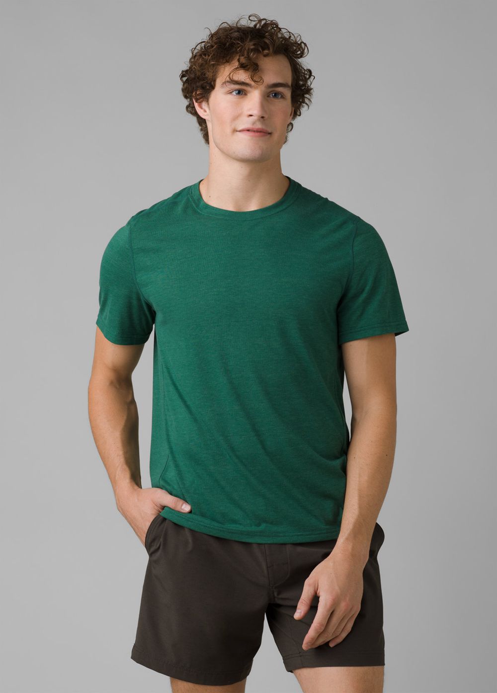 Green Men's PrAna Prospect Heights Crew T-Shirts | 23591-DYSU