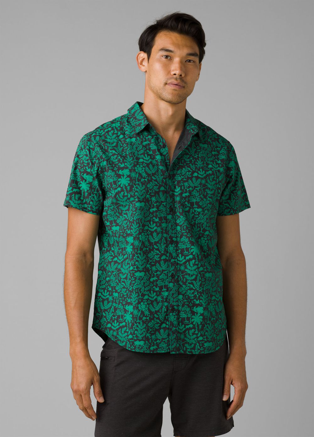 Green Men's PrAna Roots Studio Shirts | 28057-PQOL