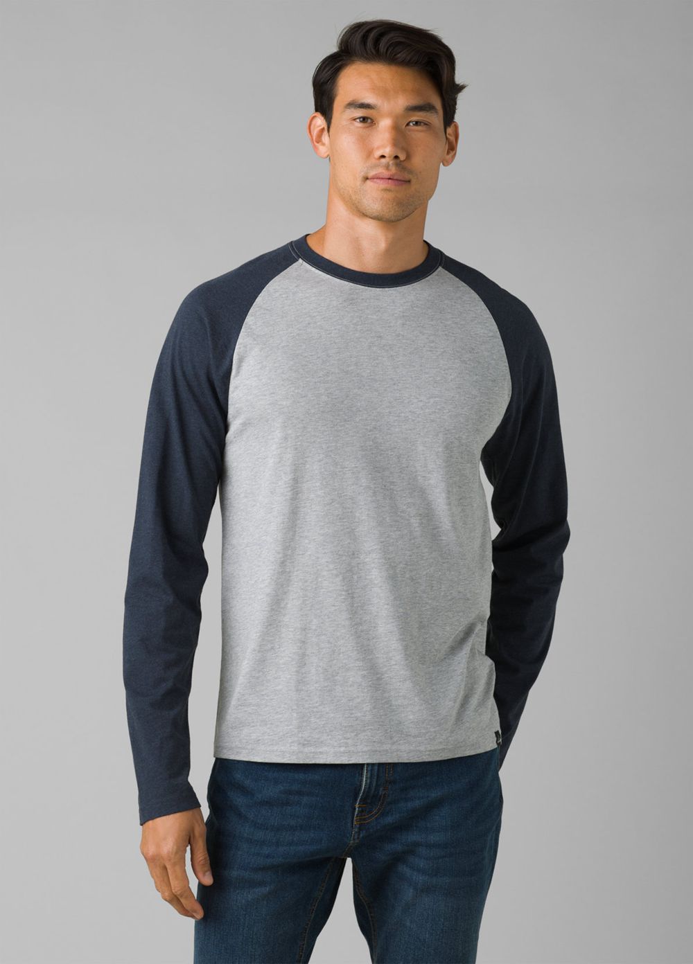 Grey Men's PrAna Baseball Raglan T-Shirts | 45186-PKRS