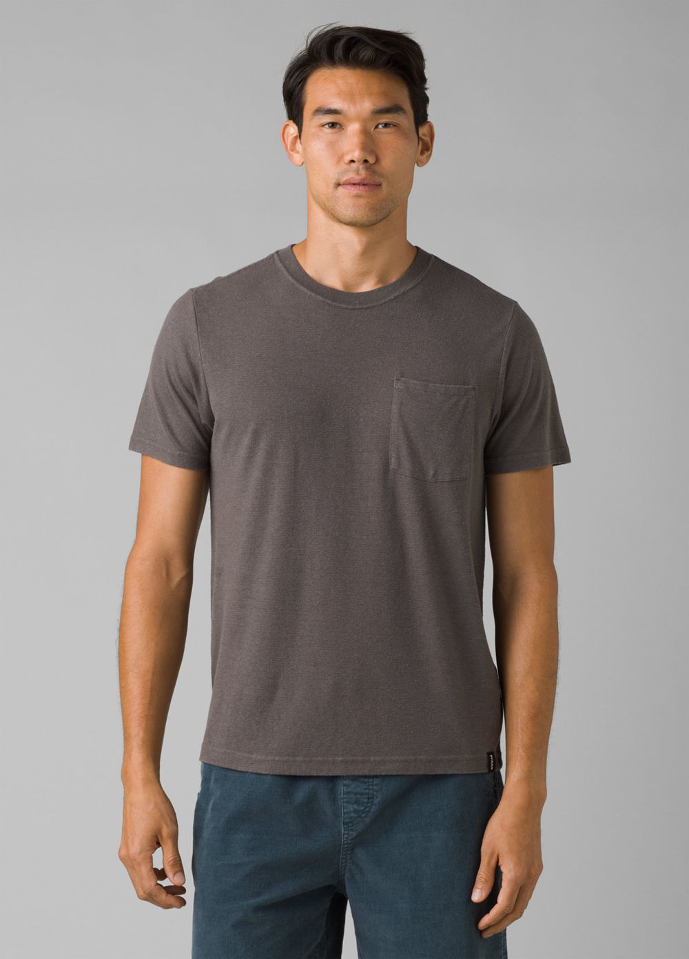 Grey Men's PrAna Cardiff Short Sleeve Pocket T-Shirts | 63812-SDGZ