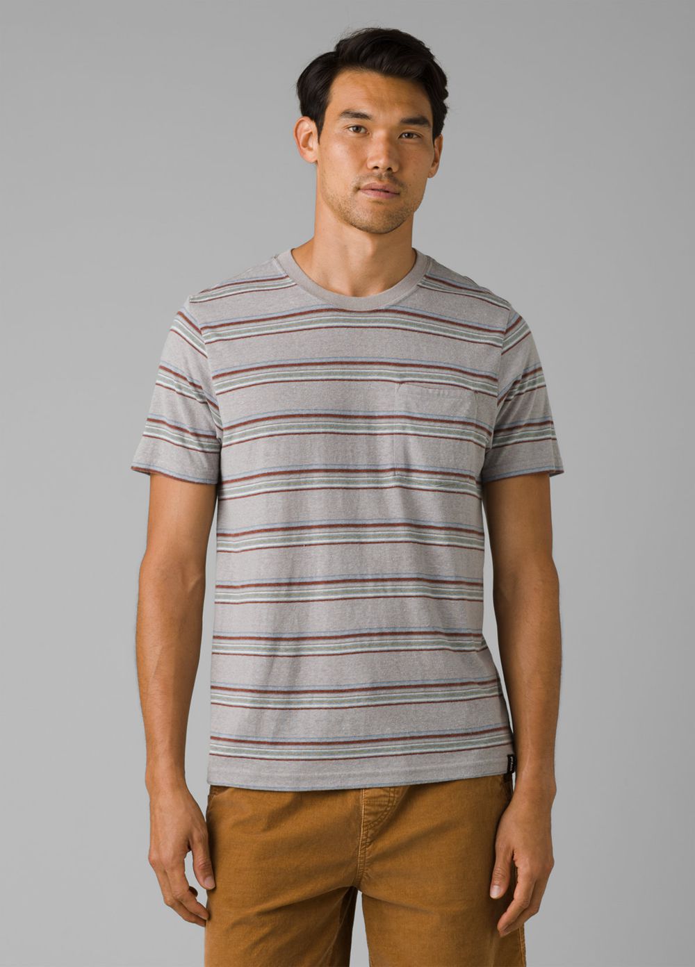 Grey Men's PrAna Cardiff Short Sleeve Pocket T-Shirts | 80417-MRCW