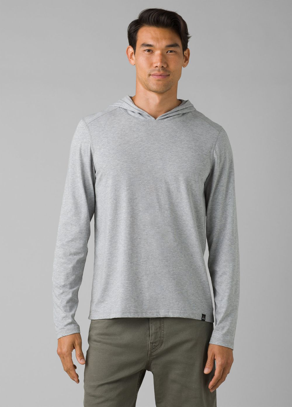 Grey Men's PrAna Hooded T-Shirts | 19605-ZREQ