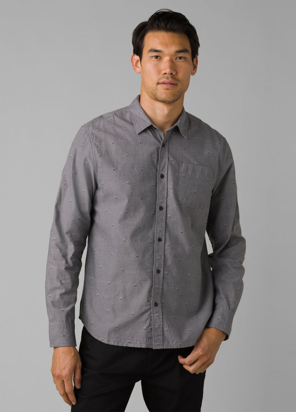 Grey Men's PrAna Lewisville Shirts | 25679-SRPH