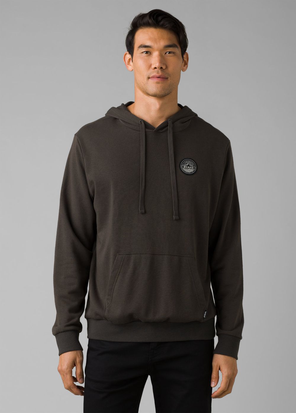 Grey Men's PrAna Patch Hoodie | 05826-XQWE