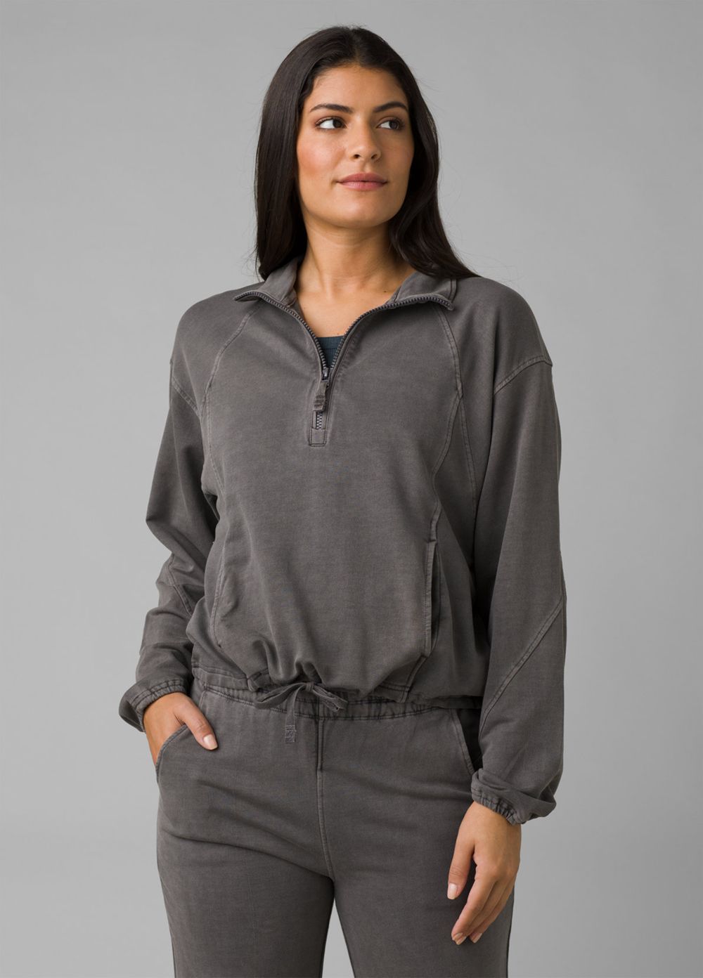 Grey Women's PrAna Calimero 1/2 Zip Sweaters | 13289-XYCP