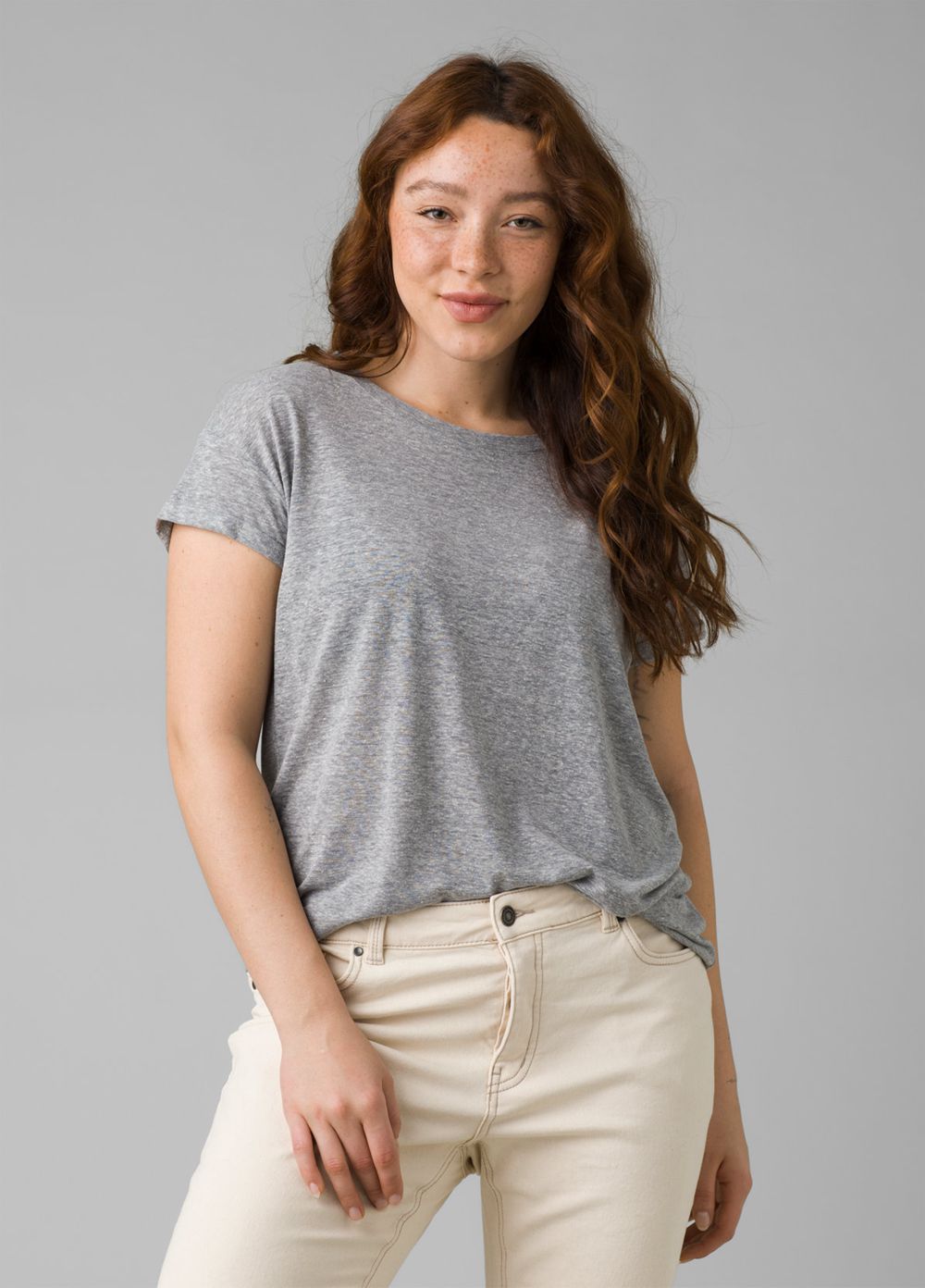 Grey Women's PrAna Cozy Up T-Shirts | 64198-YROC