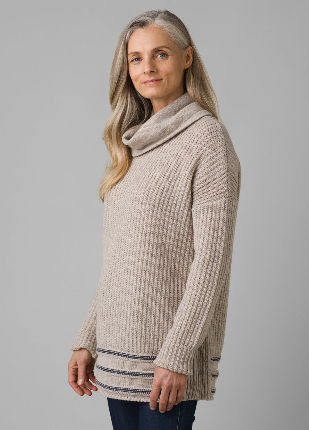 Grey Women's PrAna Funen Loop Tunic Sweaters | 57820-ALFT