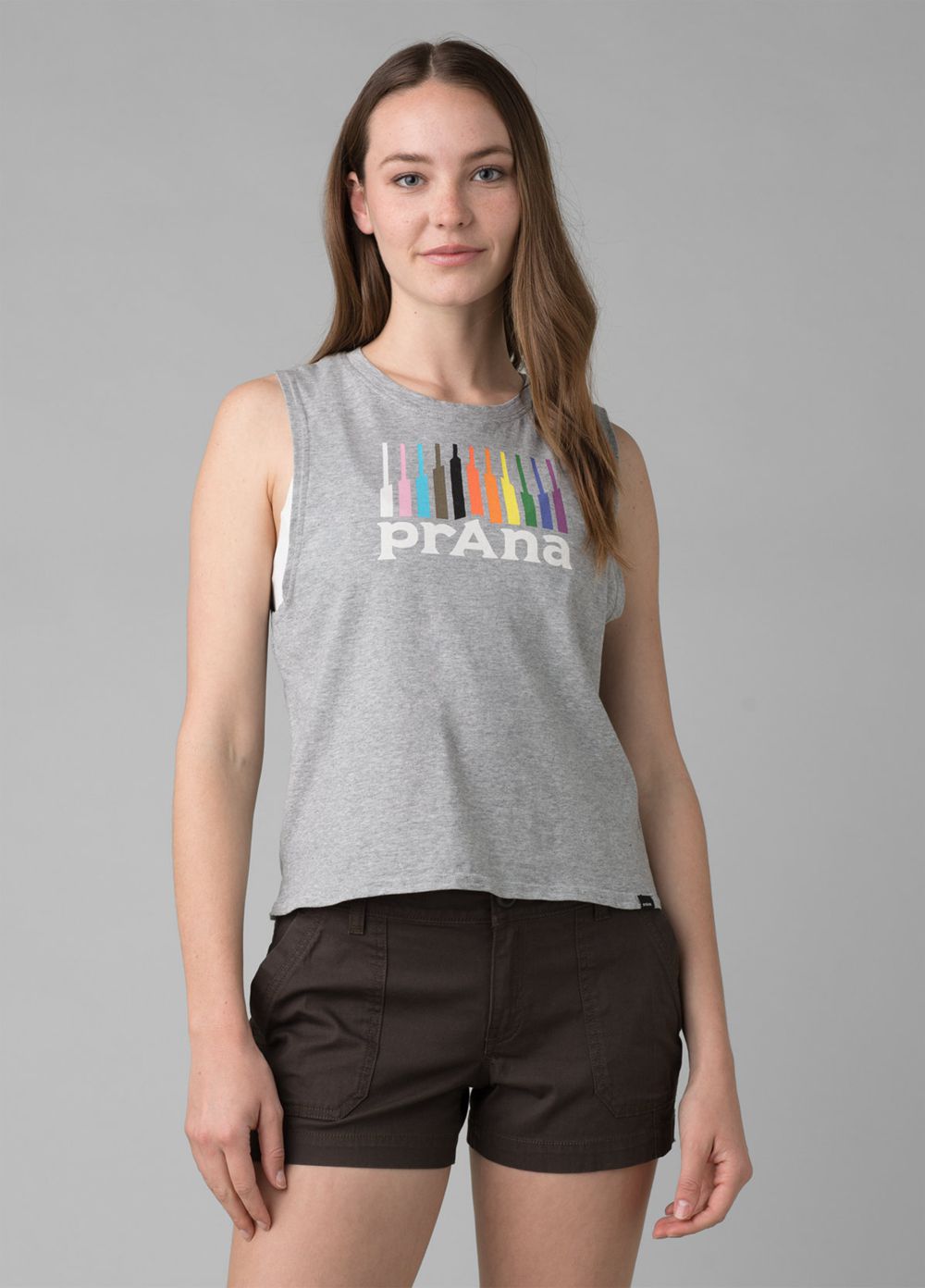 Grey Women's PrAna Organic Graphic Sleeveless Tank Top | 81927-WCTL