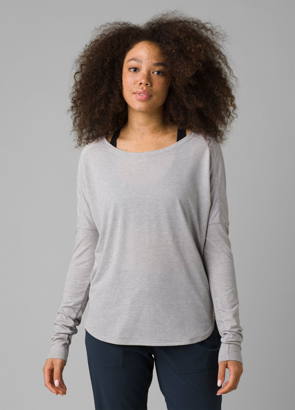 Grey Women's PrAna Rogue Long Sleeve T-Shirts | 15820-EATY