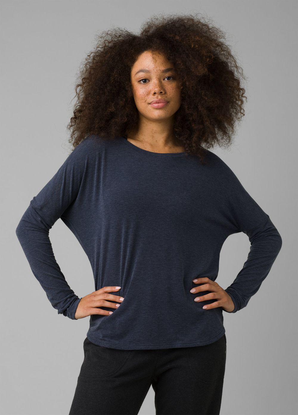 Navy Women's PrAna Rogue Long Sleeve T-Shirts | 84367-FXVC