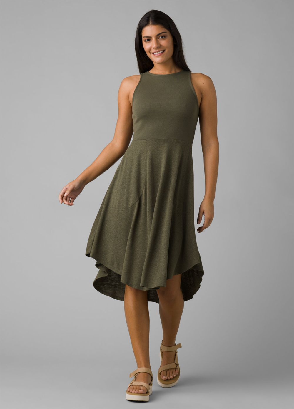 Olive Women's PrAna Cozy Up Bayjour Dresses | 51348-BJSC