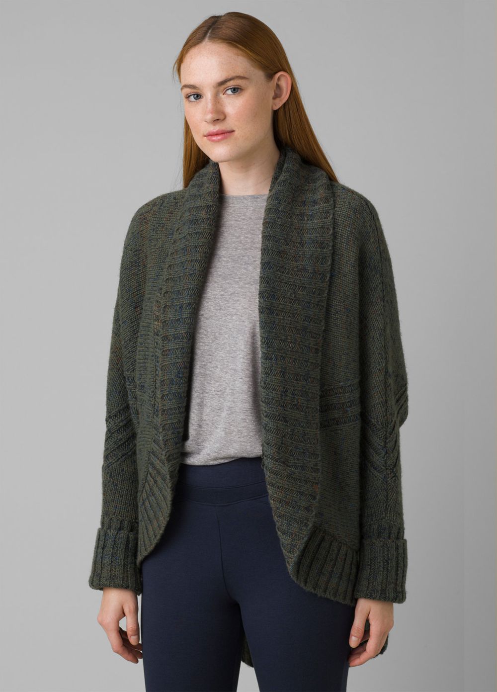 Olive Women's PrAna Ridge Run Duster Sweaters | 51806-AFXU