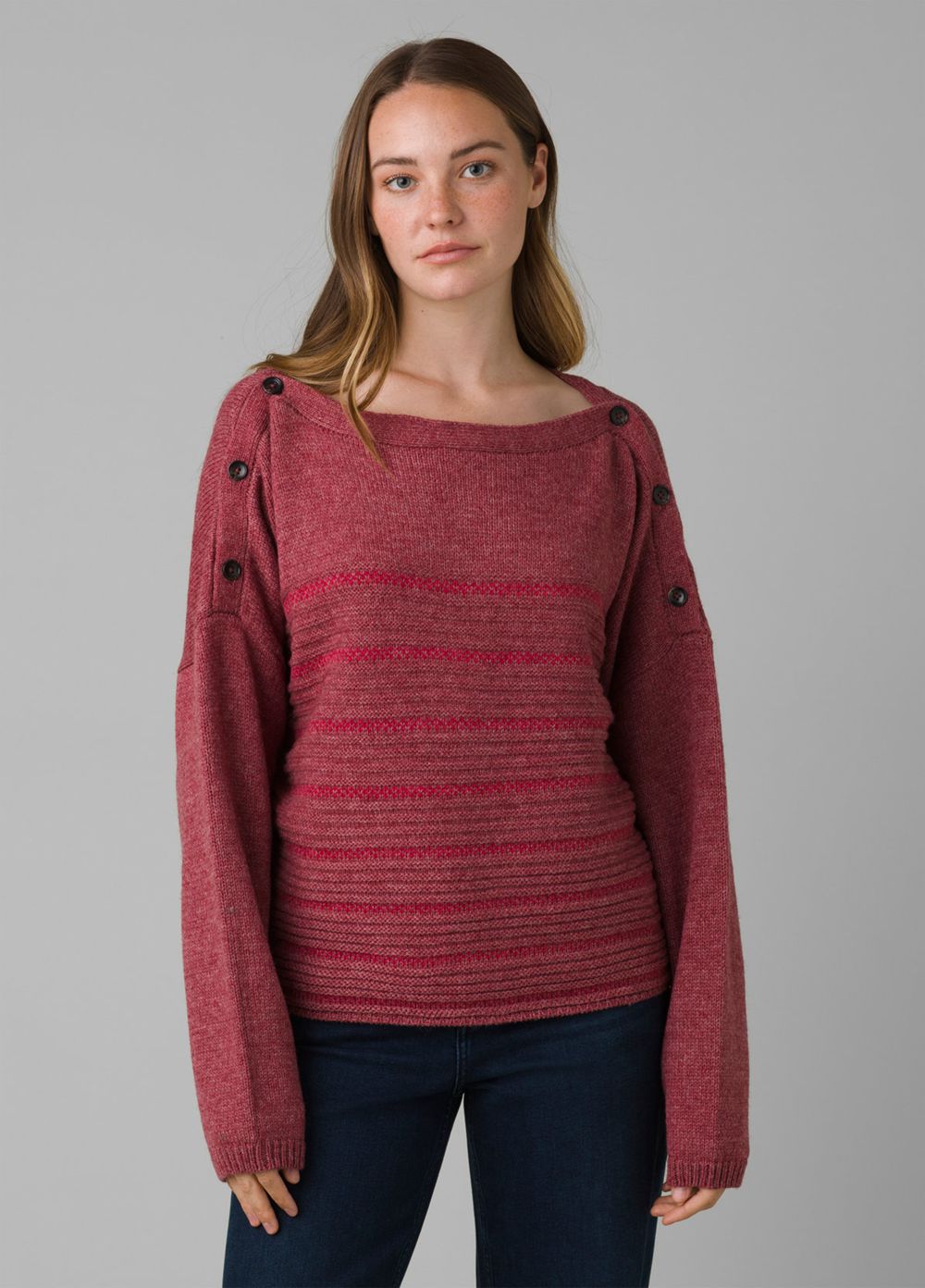 Red Women's PrAna Phono Sweaters | 29374-QUCL