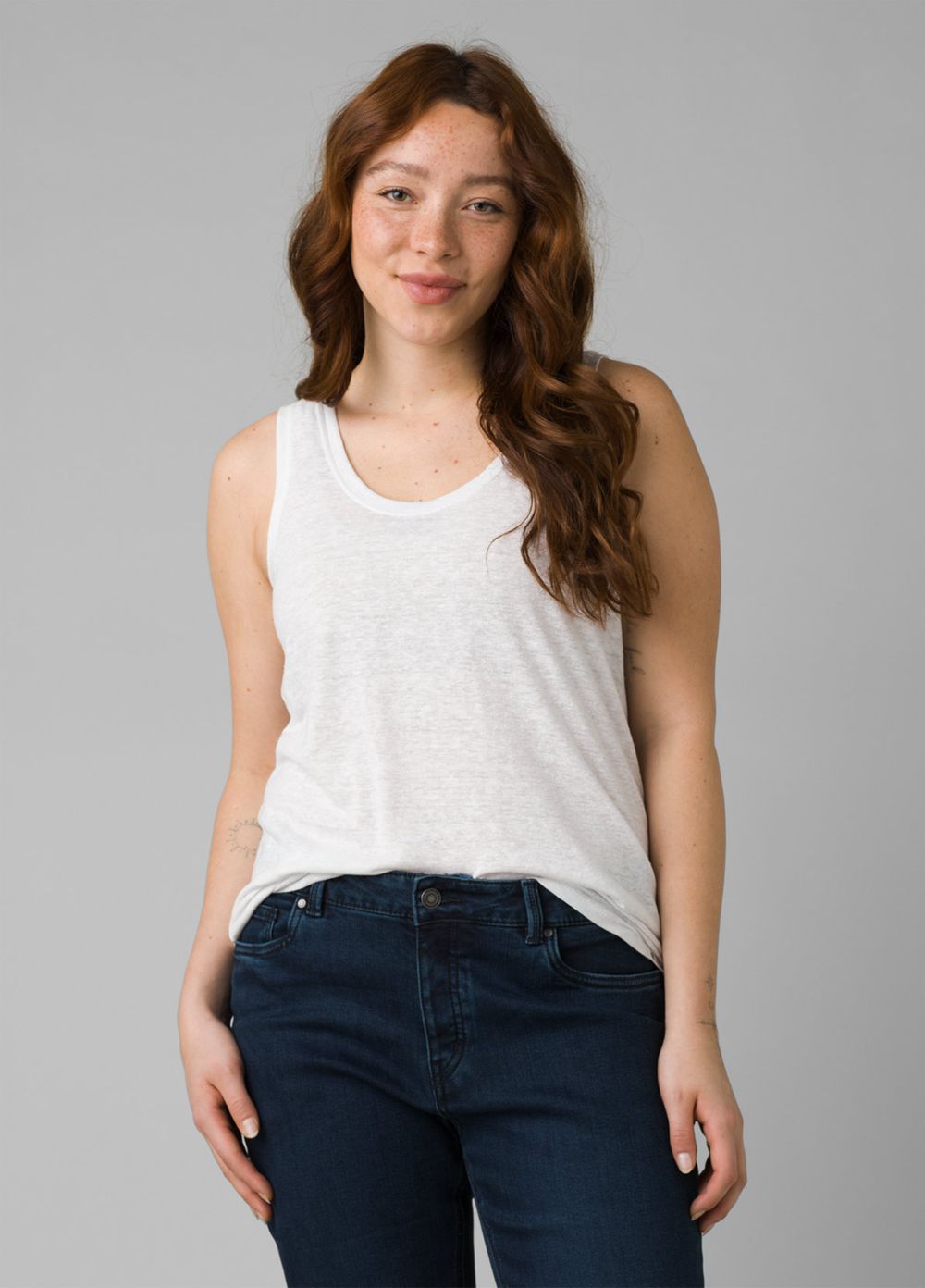 White Women's PrAna Cozy Up Tank Top | 31584-TUDX