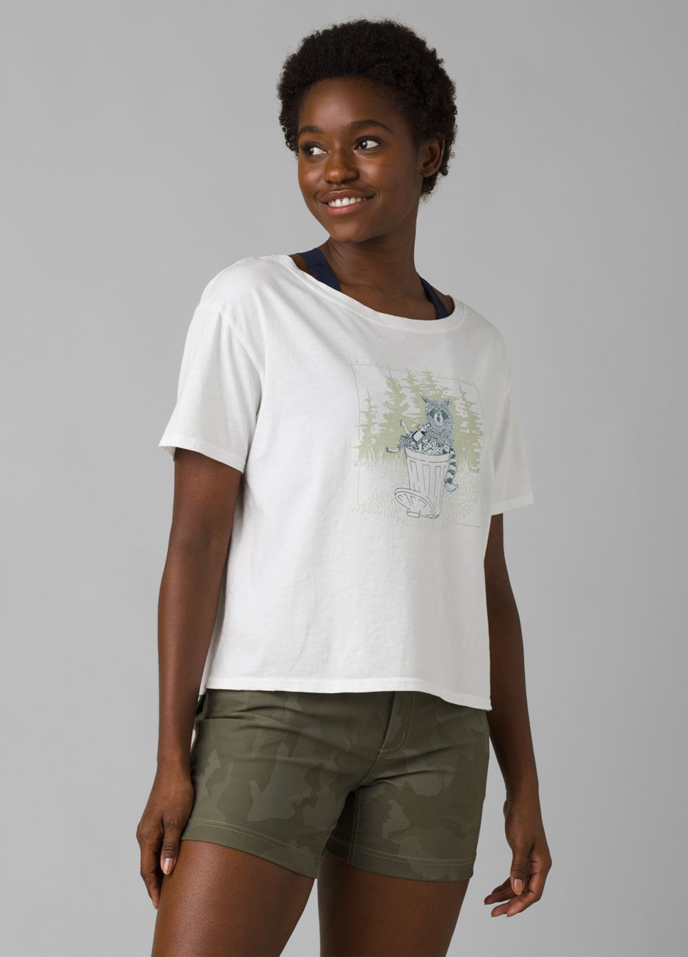 White Women's PrAna Organic Graphic T-Shirts | 04153-GNUI