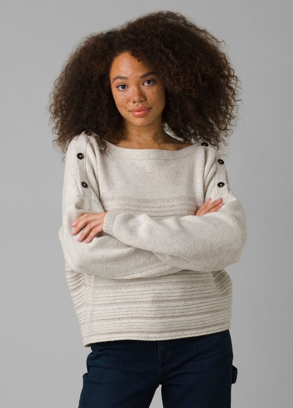 White Women's PrAna Phono Sweaters | 61738-VIXT