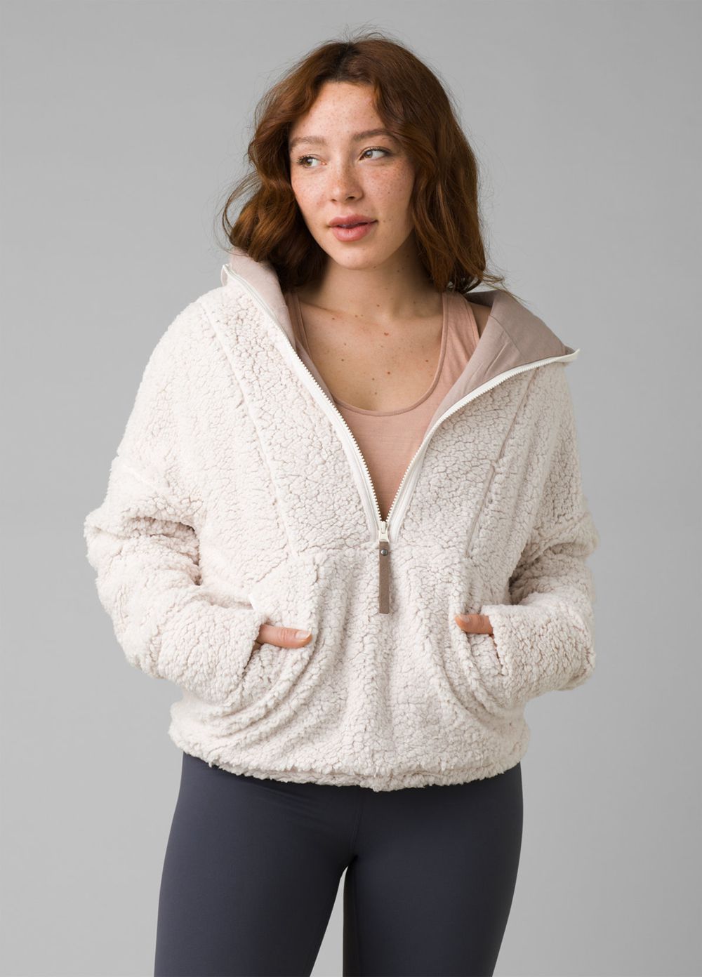 White Women's PrAna Polar Escape Half Zip Jackets | 70296-YAUK