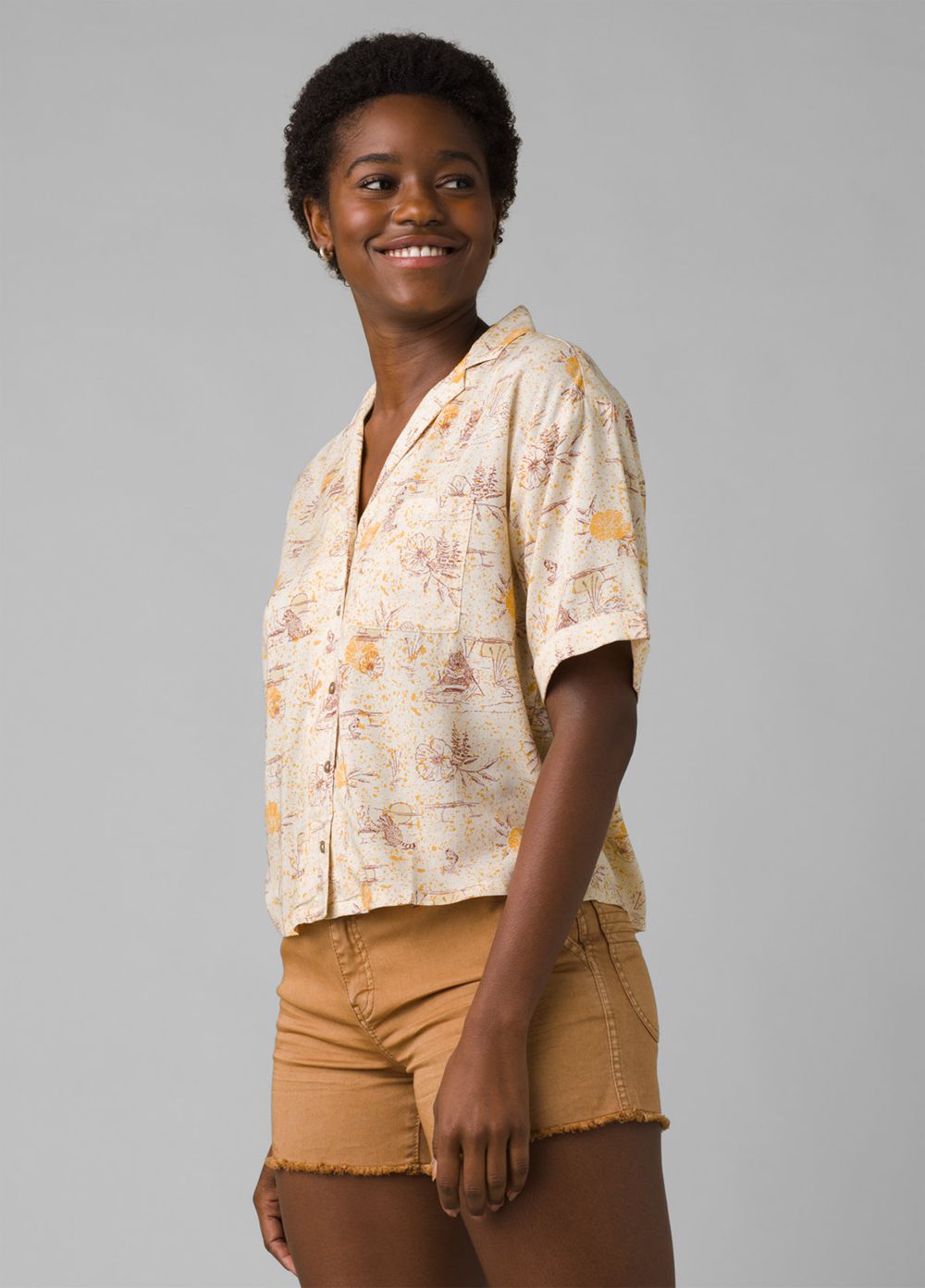 Yellow Women's PrAna Iguala Shirts | 76943-BGPW